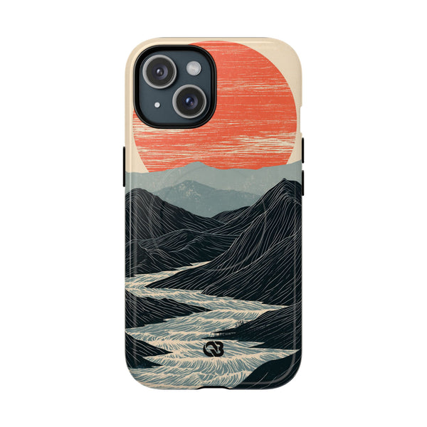 Beige Tough 2.0 Magnetic Phone Case for iPhone - Crimson Ridge Flow