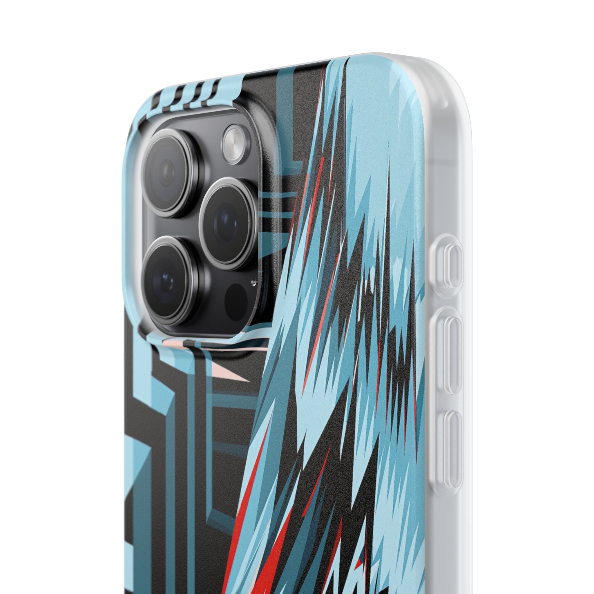 Blue Lite Phone Case for iPhone - Glitch Peak Cyan