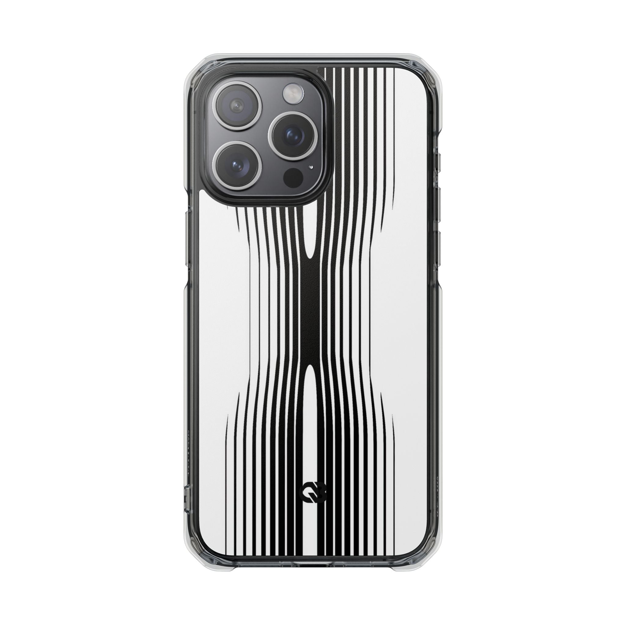 White Impact MagSafe Phone Case for iPhone - Kinetic Mono Distortion