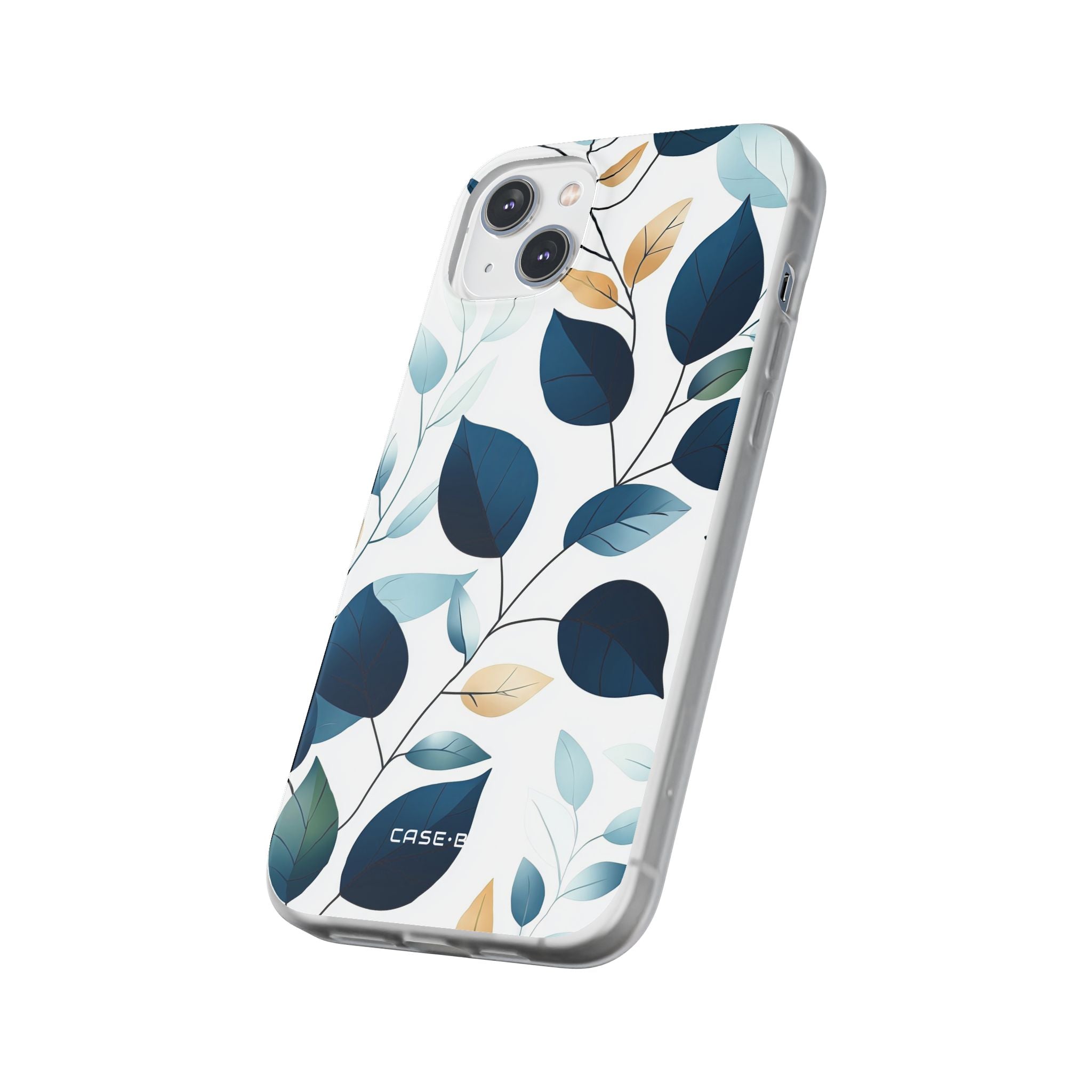Navy Leaf Veins iPhone 14 Plus Cover - Soft