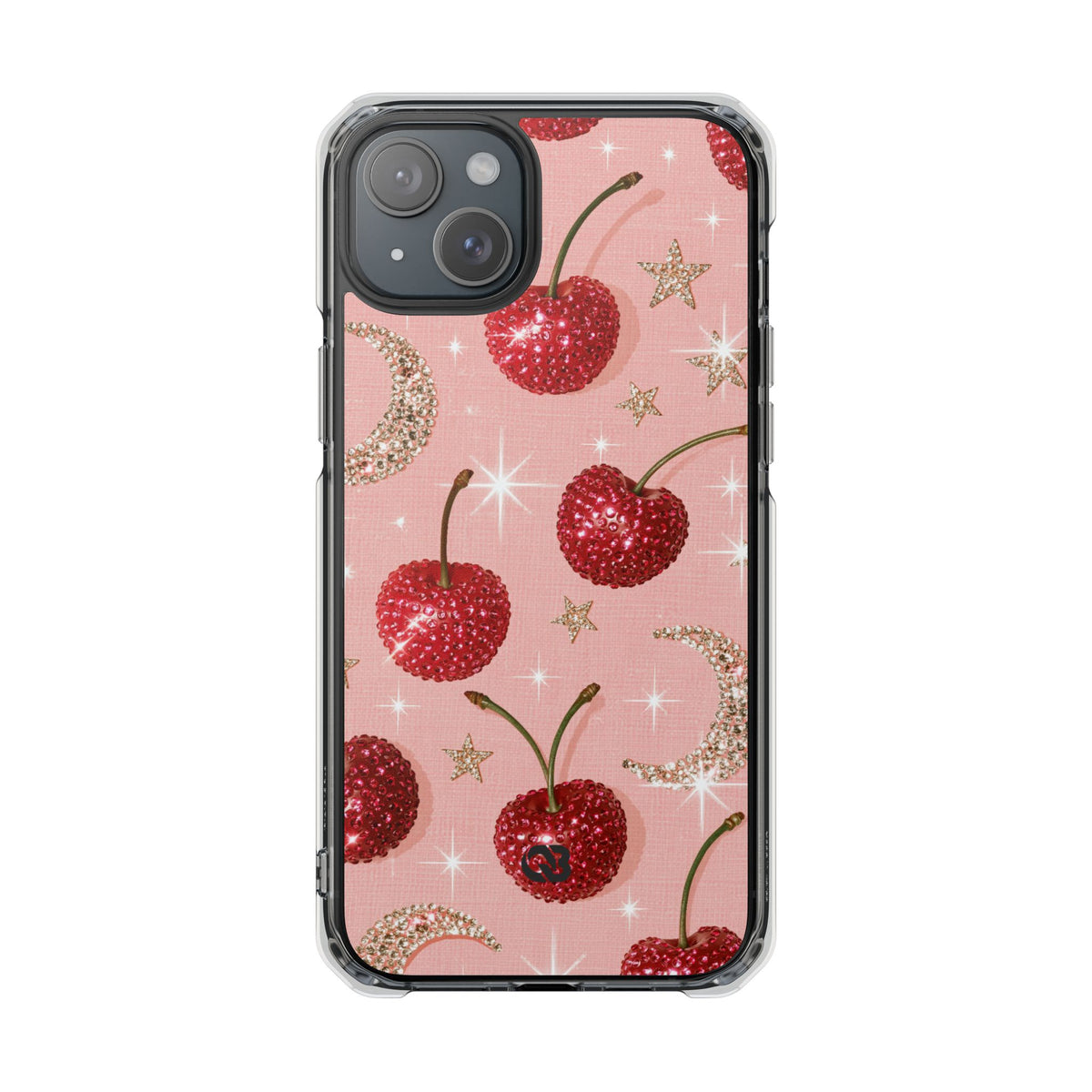 Bedazzled Ruby Cherries · Clear Impact Magnetic Phone Case for iPhone · Pink