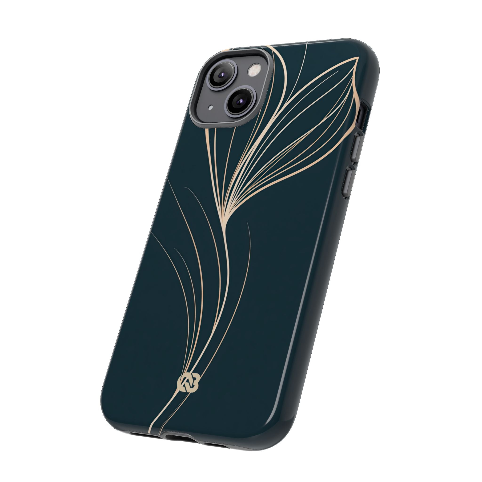 Teal Tough Phone Case for iPhone - Sandstone Silk Flora