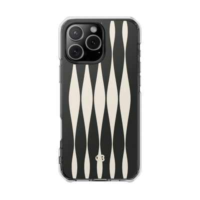 Black Impact MagSafe Phone Case for iPhone - Ivory Spindle Grid