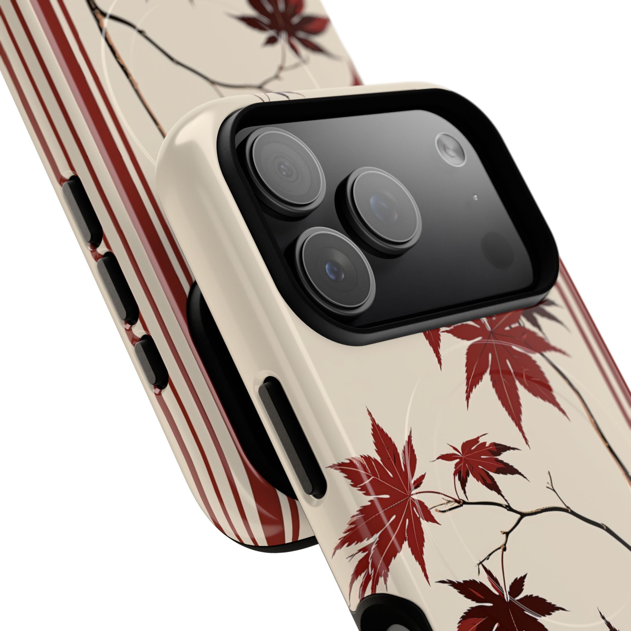 Red Tough 2.0 Magsafe Phone Case for iPhone - Crimson Momiji Stripe