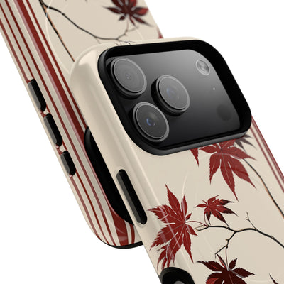 Red Tough 2.0 Magsafe Phone Case for iPhone - Crimson Momiji Stripe