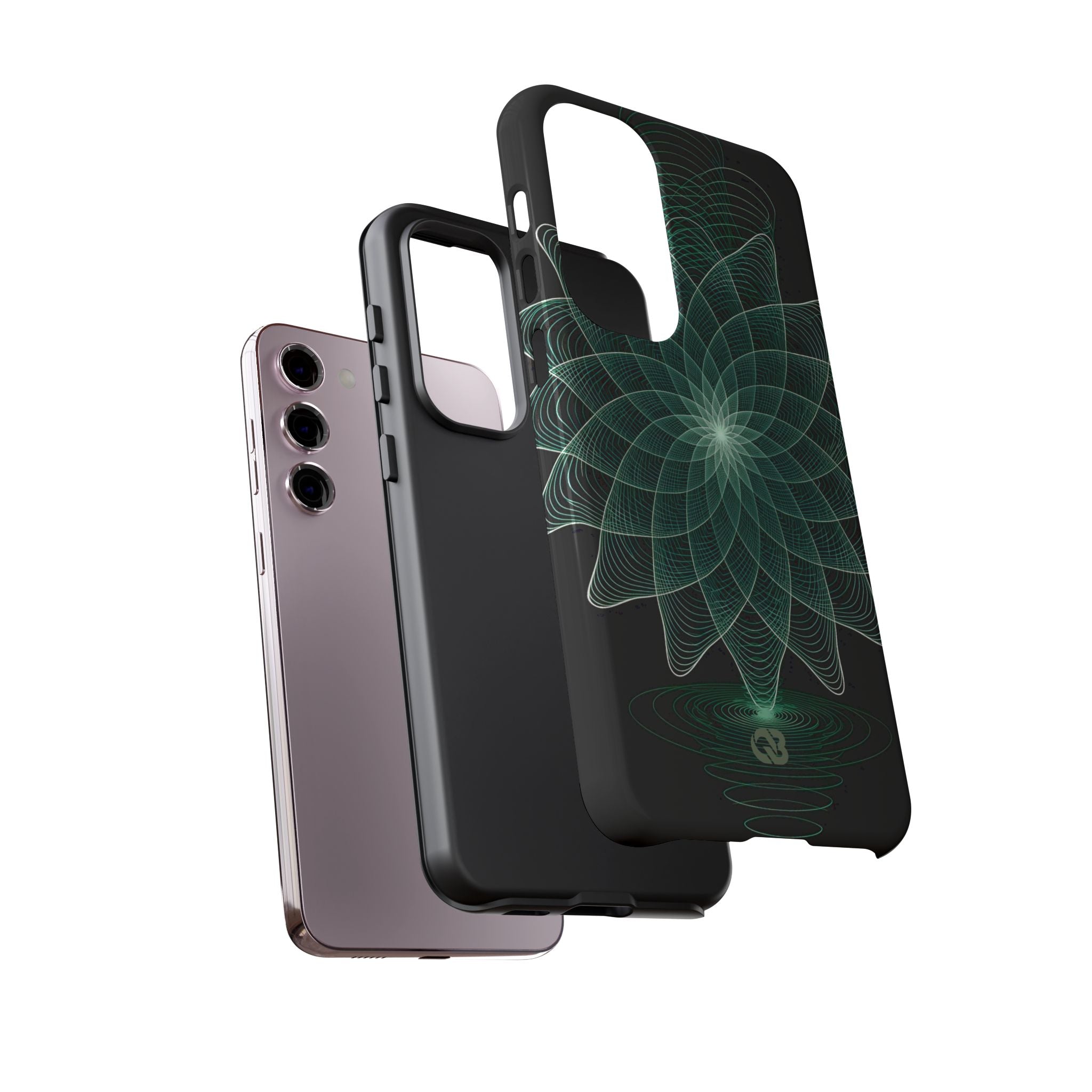 Green Tough Phone Case for Samsung - Cyan Signal Bloom