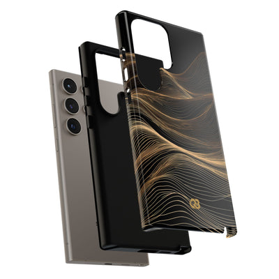 Black Tough Phone Case for Samsung - Copper Topo Ridge
