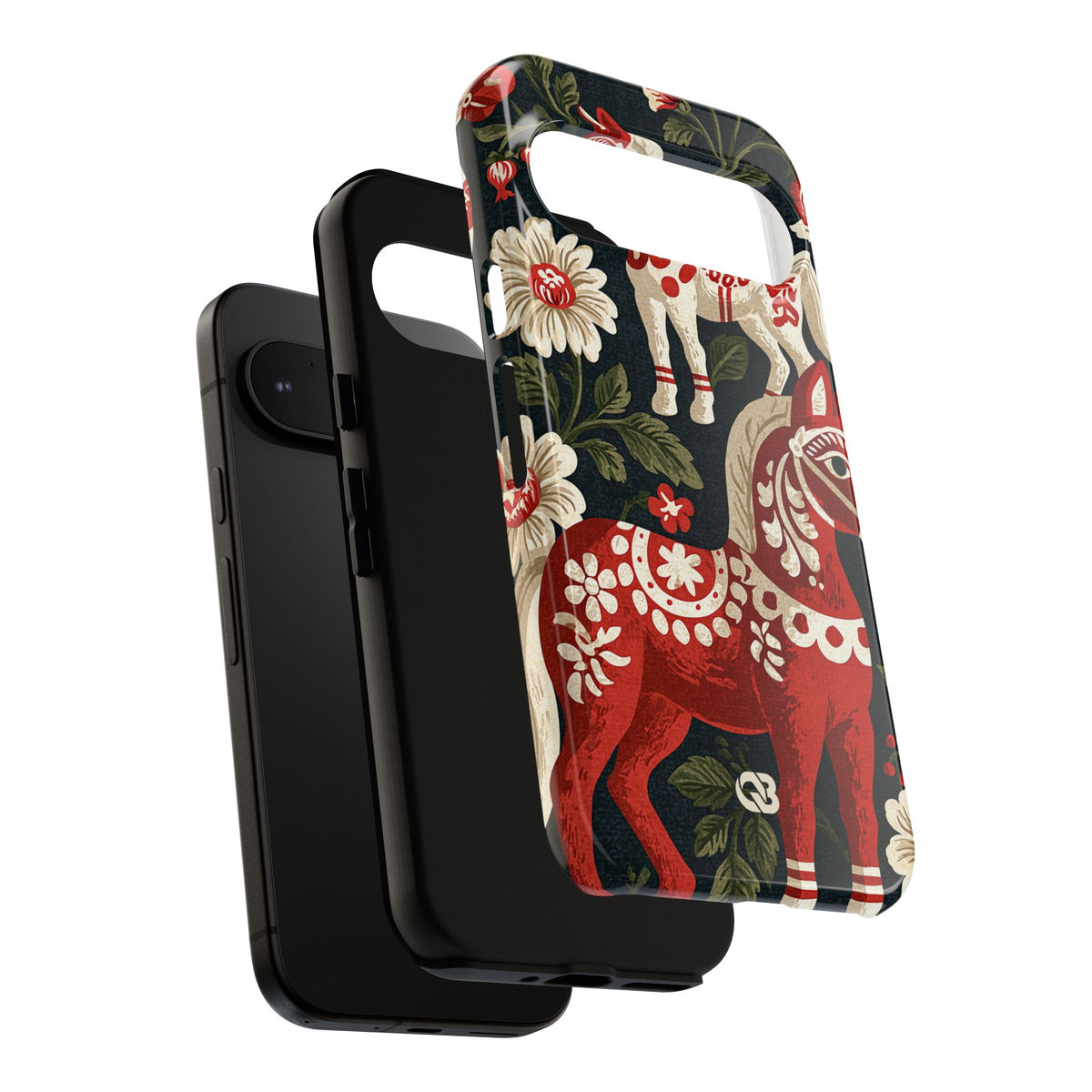 Nordic Dala Meadow · Tough Phone Case for Pixel ·  Red