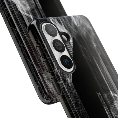 Black Tough Phone Case for Samsung - Ghost Urban Wireframe