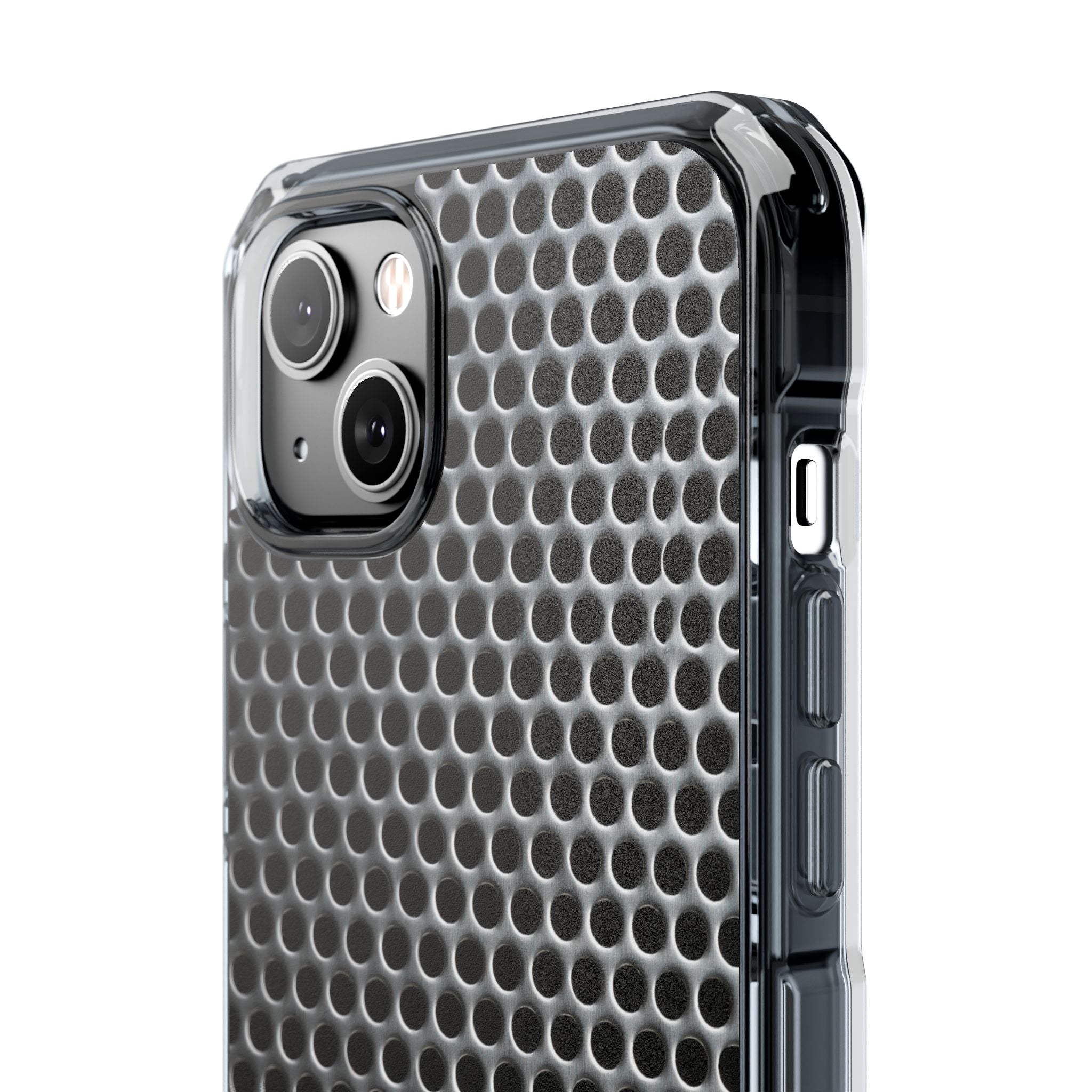 Silver Impact MagSafe Phone Case for iPhone - Brutalist Steel Mesh