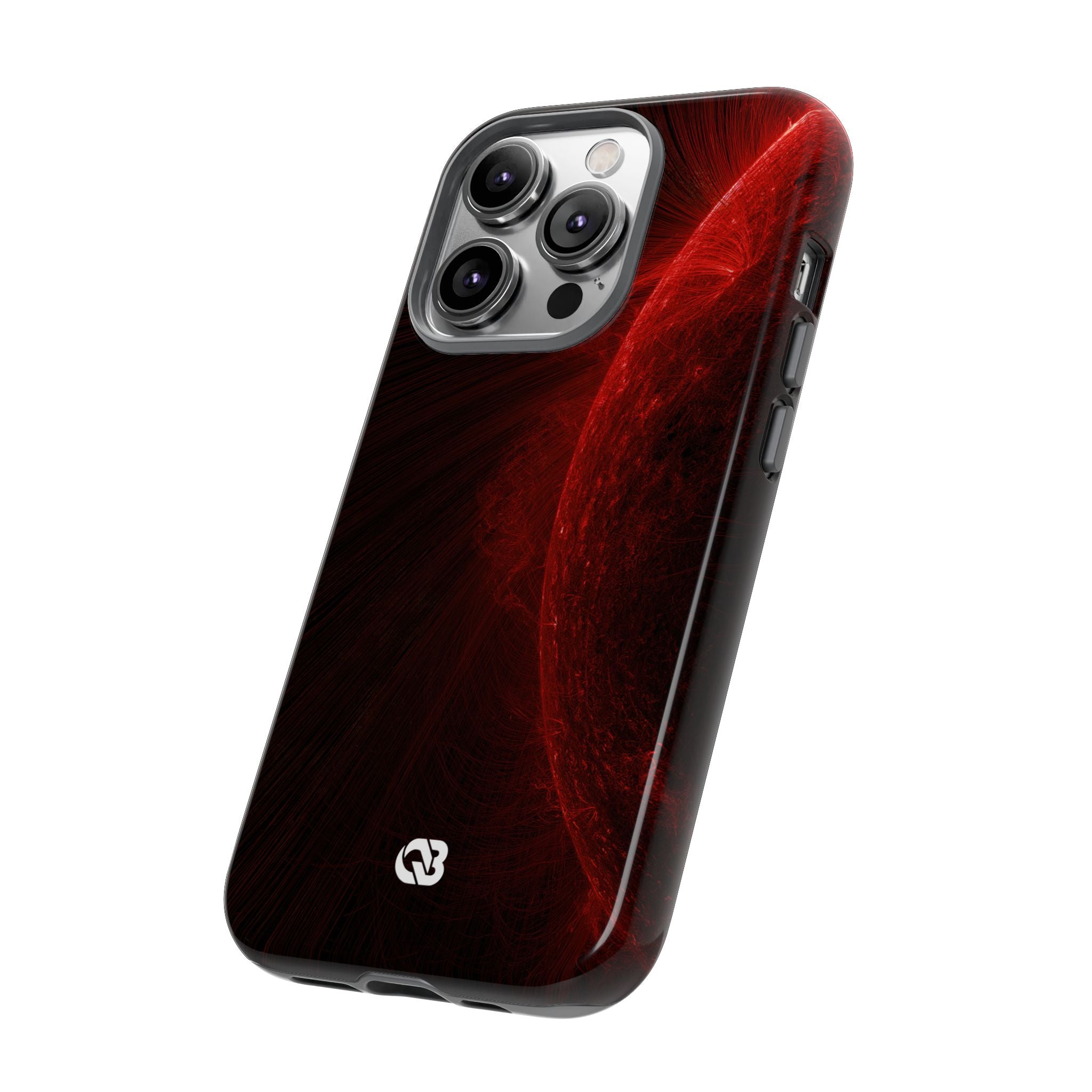 Red Tough Phone Case for iPhone - Solar Crimson Flare