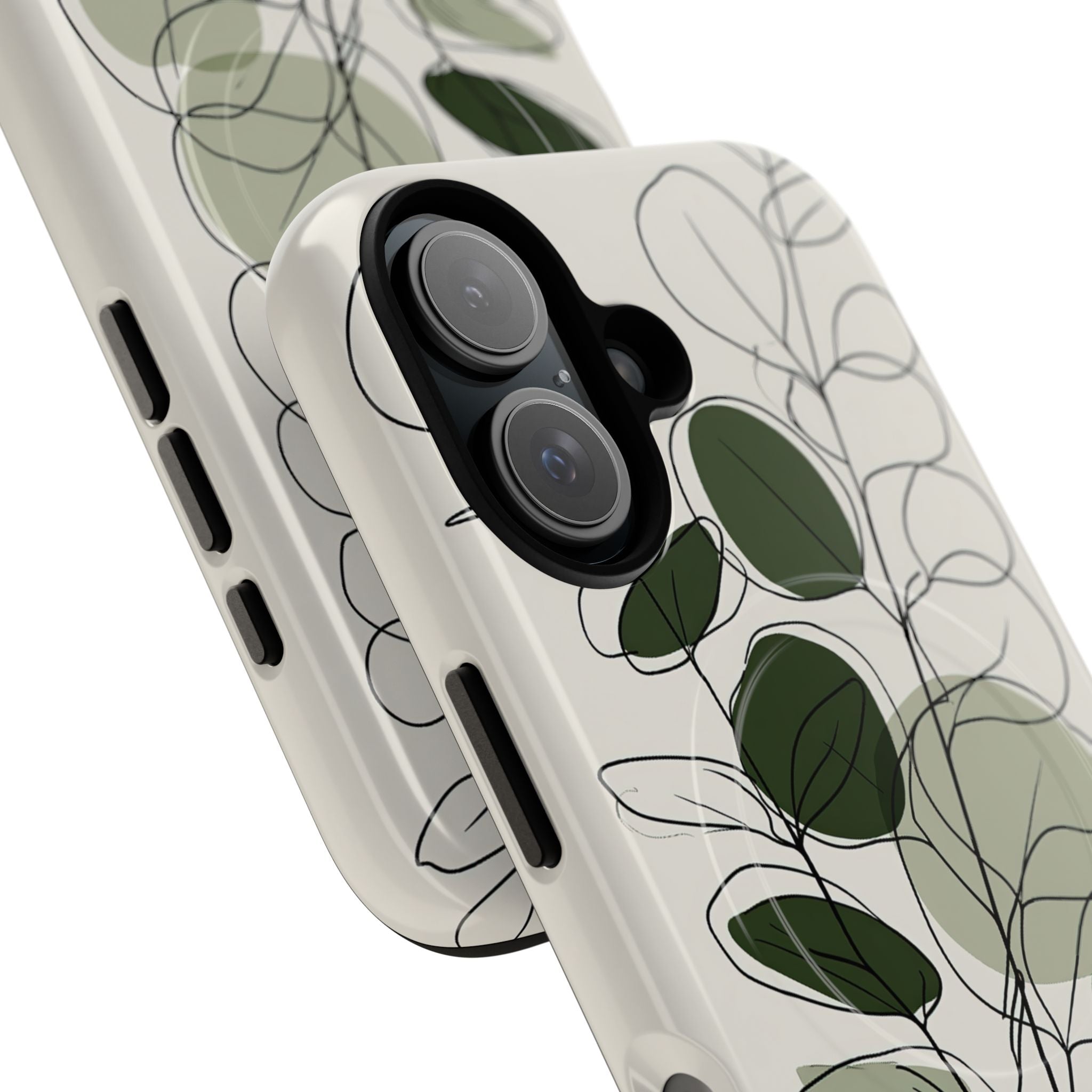 Green Tough 2.0 Magsafe Phone Case for iPhone - Muted Eucalyptus Sketch