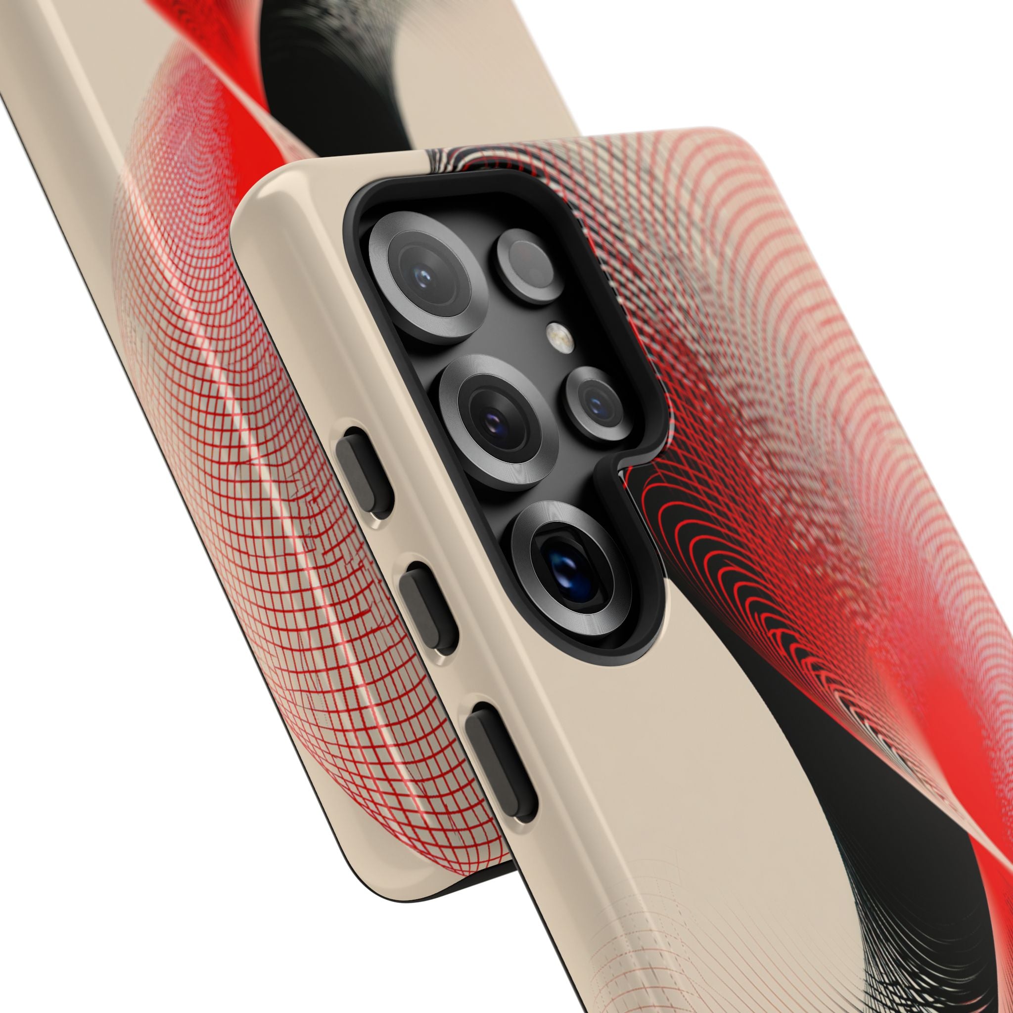 Red Tough Phone Case for Samsung - Scarlet Wireframe Helix