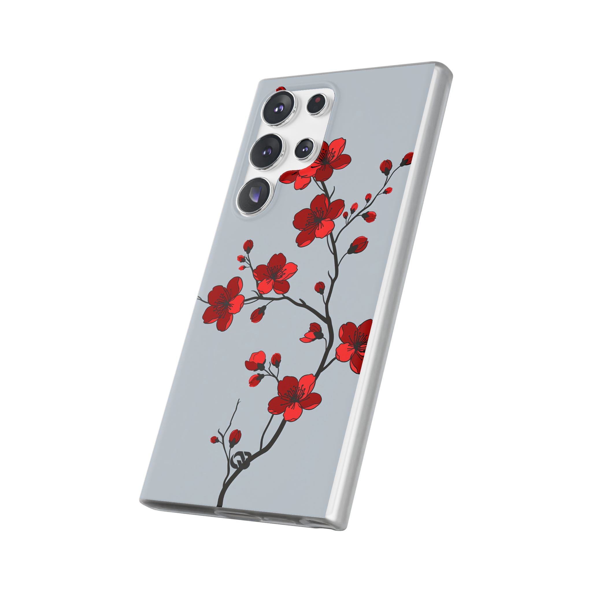 Grey Lite Phone Case for Samsung - Crimson Blossom Onyx