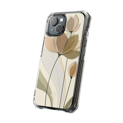 Beige Impact MagSafe Phone Case for iPhone - Muted Ochre Petals