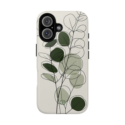 Green Tough 2.0 Magsafe Phone Case for iPhone - Muted Eucalyptus Sketch