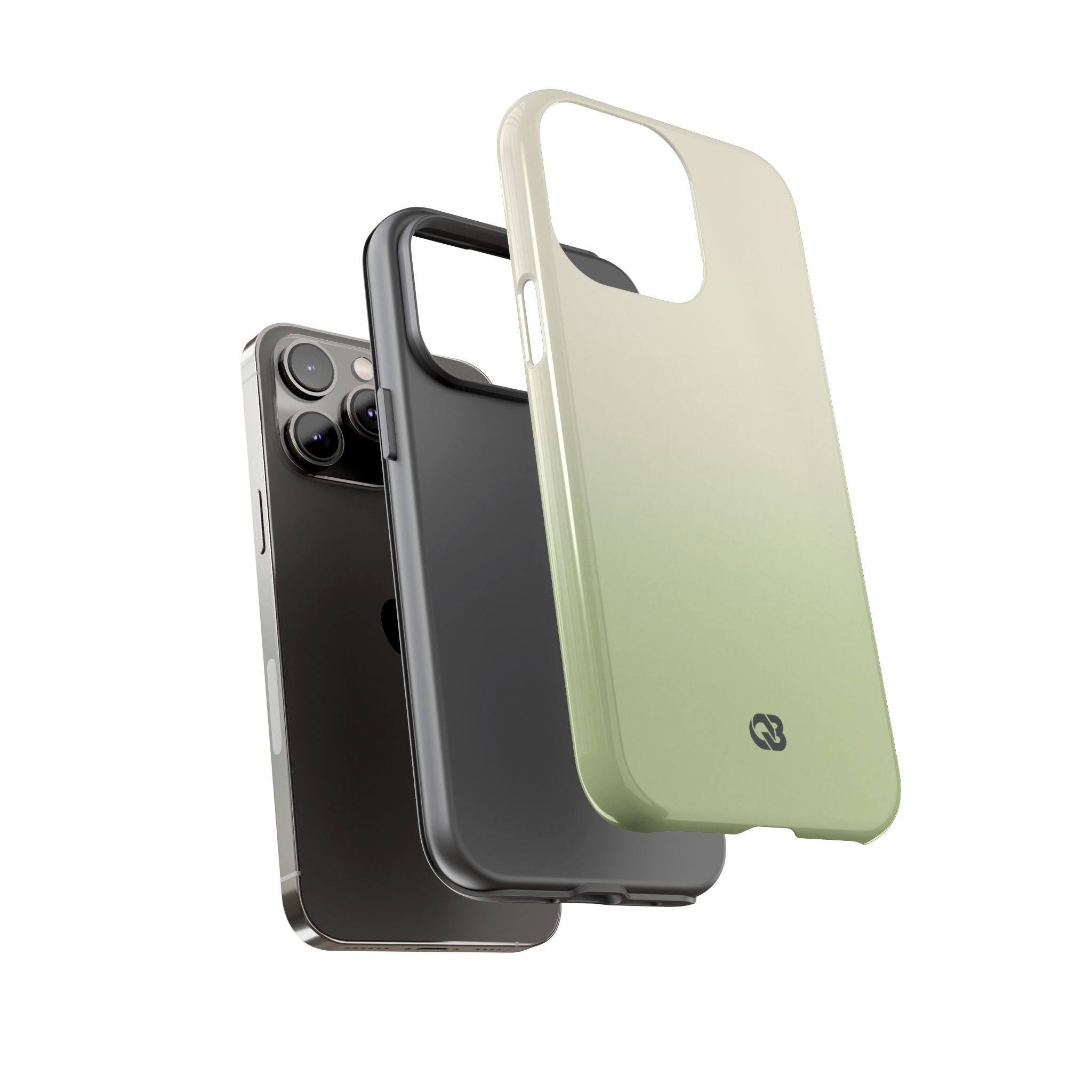 Green Tough Phone Case for iPhone - Bone Sage Fade