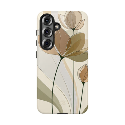 Beige Tough Phone Case for Samsung - Muted Ochre Petals