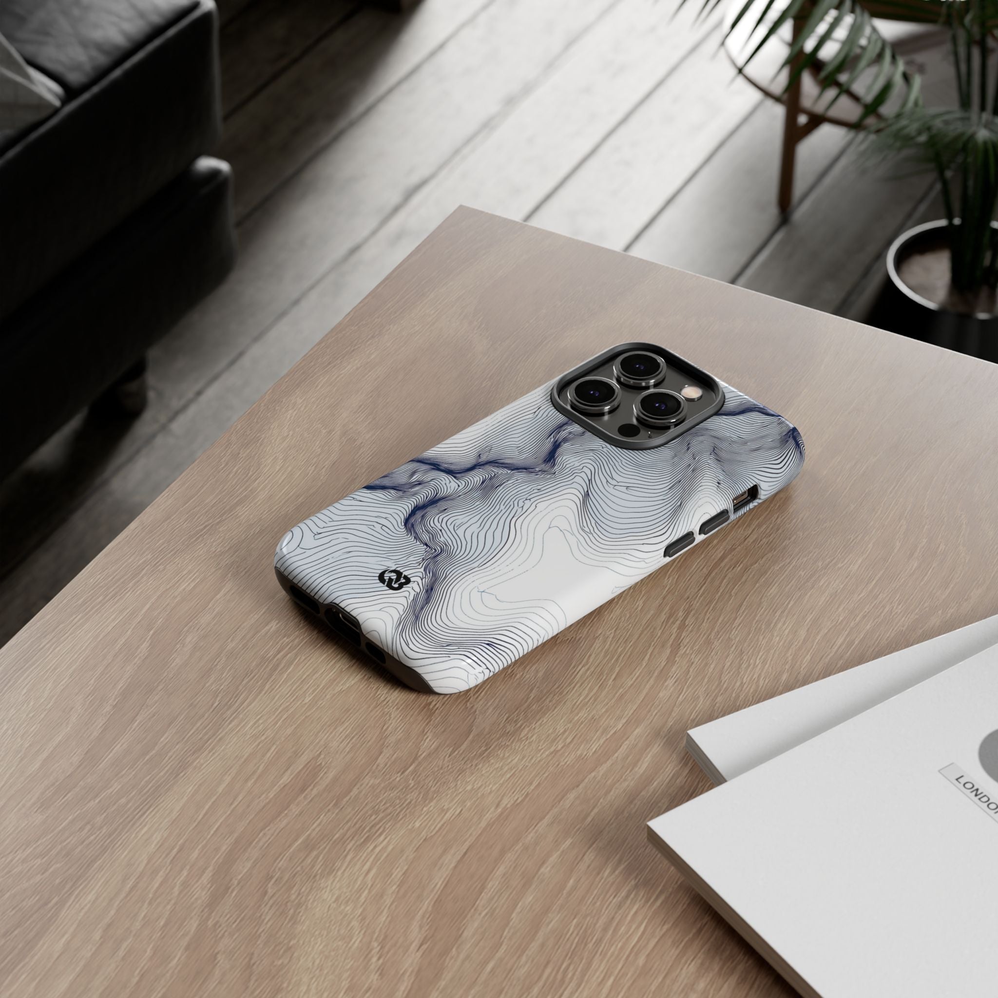 White Tough Phone Case for iPhone - Nordic Ridge Topo