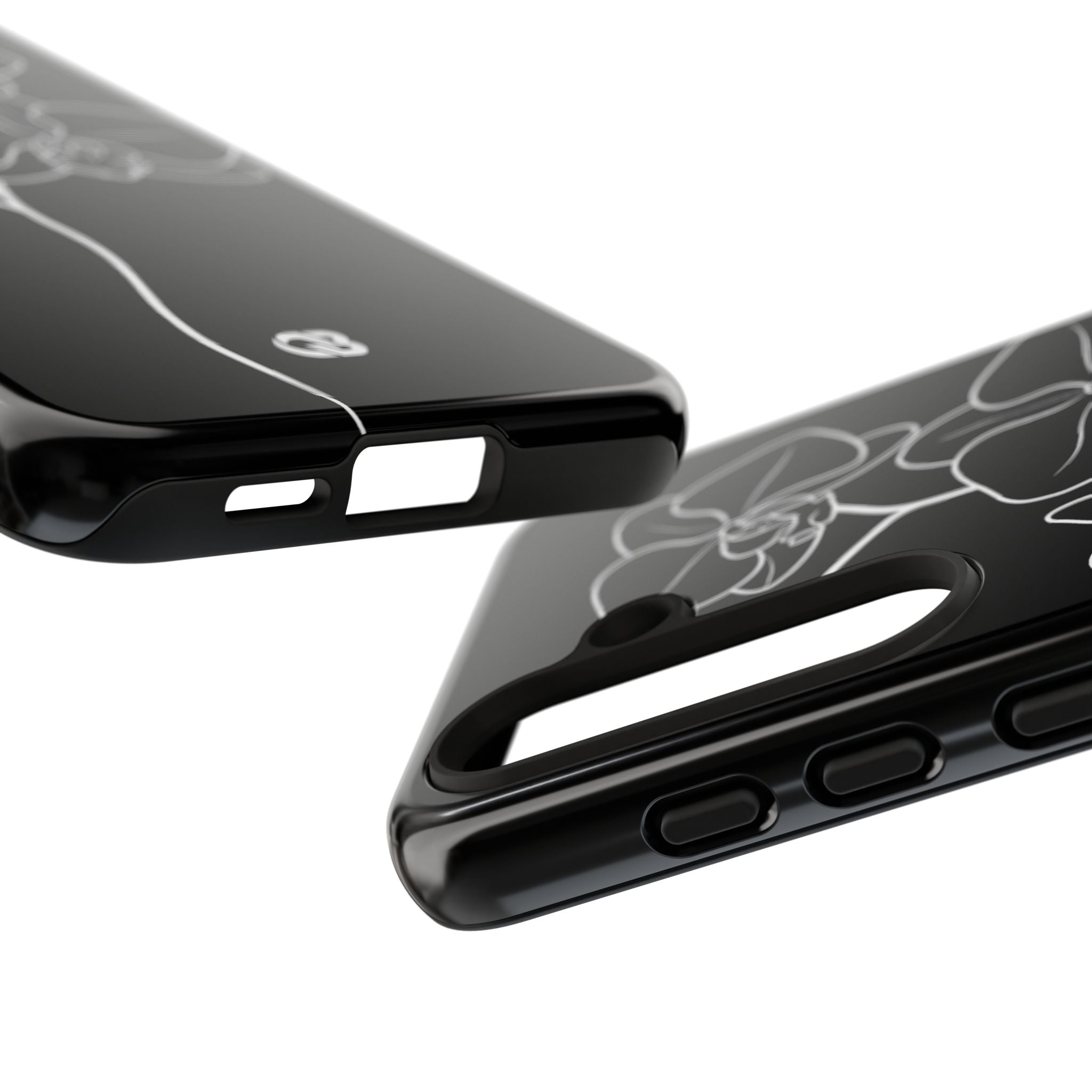 Black Tough Phone Case for Samsung - Noir Alabaster Orchid