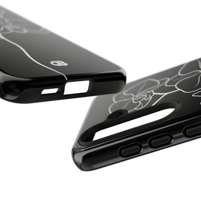 Black Tough Phone Case for Samsung - Noir Alabaster Orchid