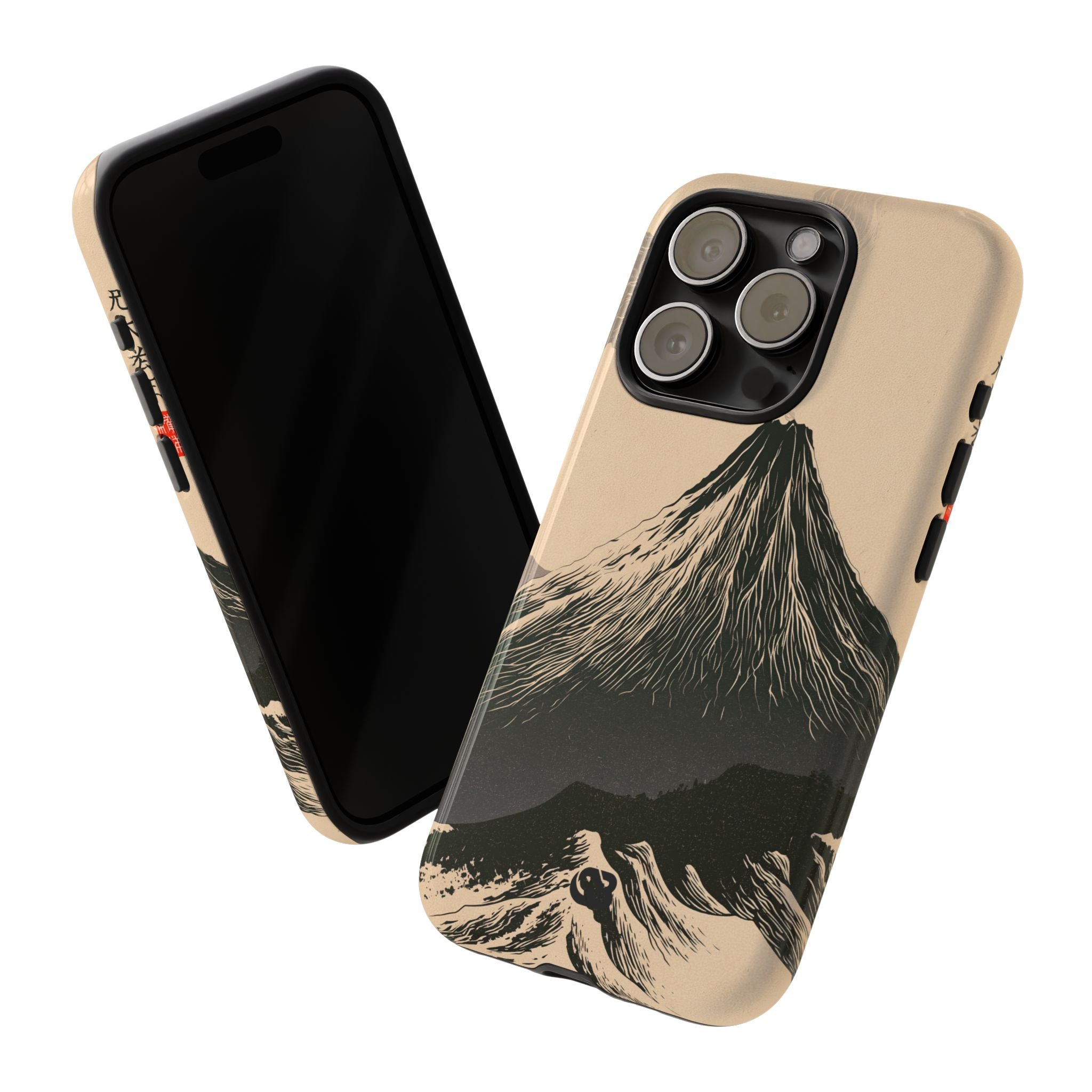 Beige Tough Phone Case for iPhone - Obsidian Ink Summit