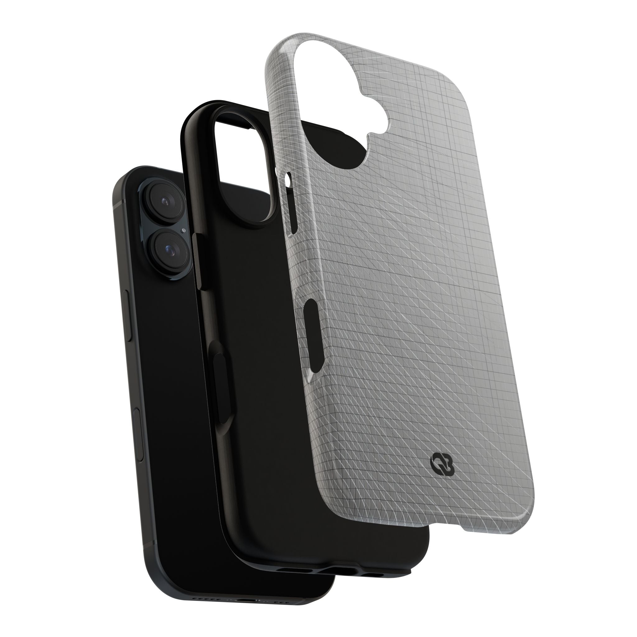 Grey Tough Phone Case for iPhone - Chrome Mesh Warp