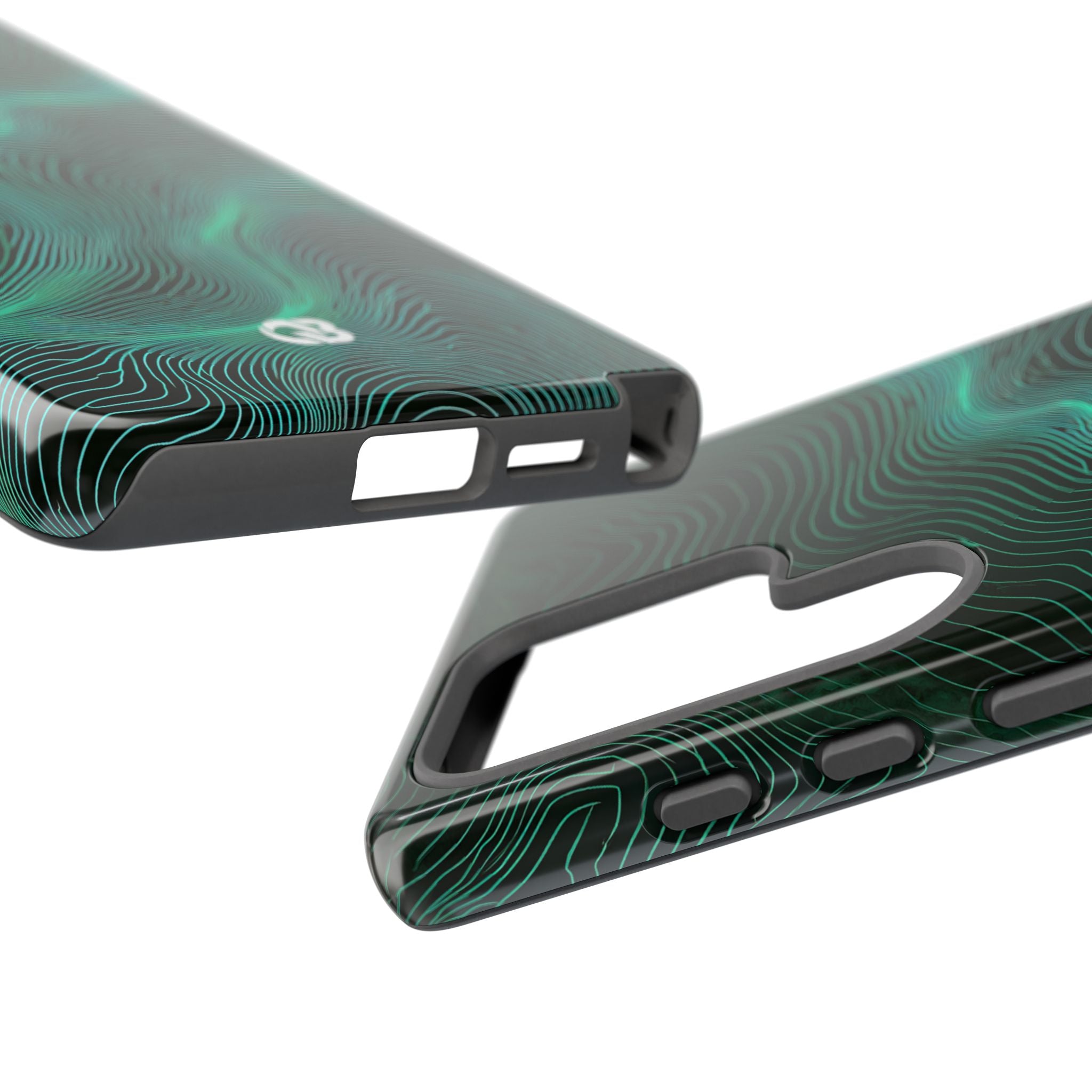Teal Tough Phone Case for Samsung - Neon Jade Contour