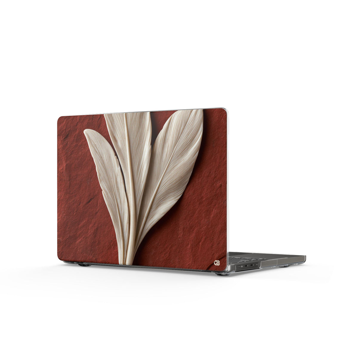 Carved Ivory Plume · Clear Hard Case for MacBook · Red