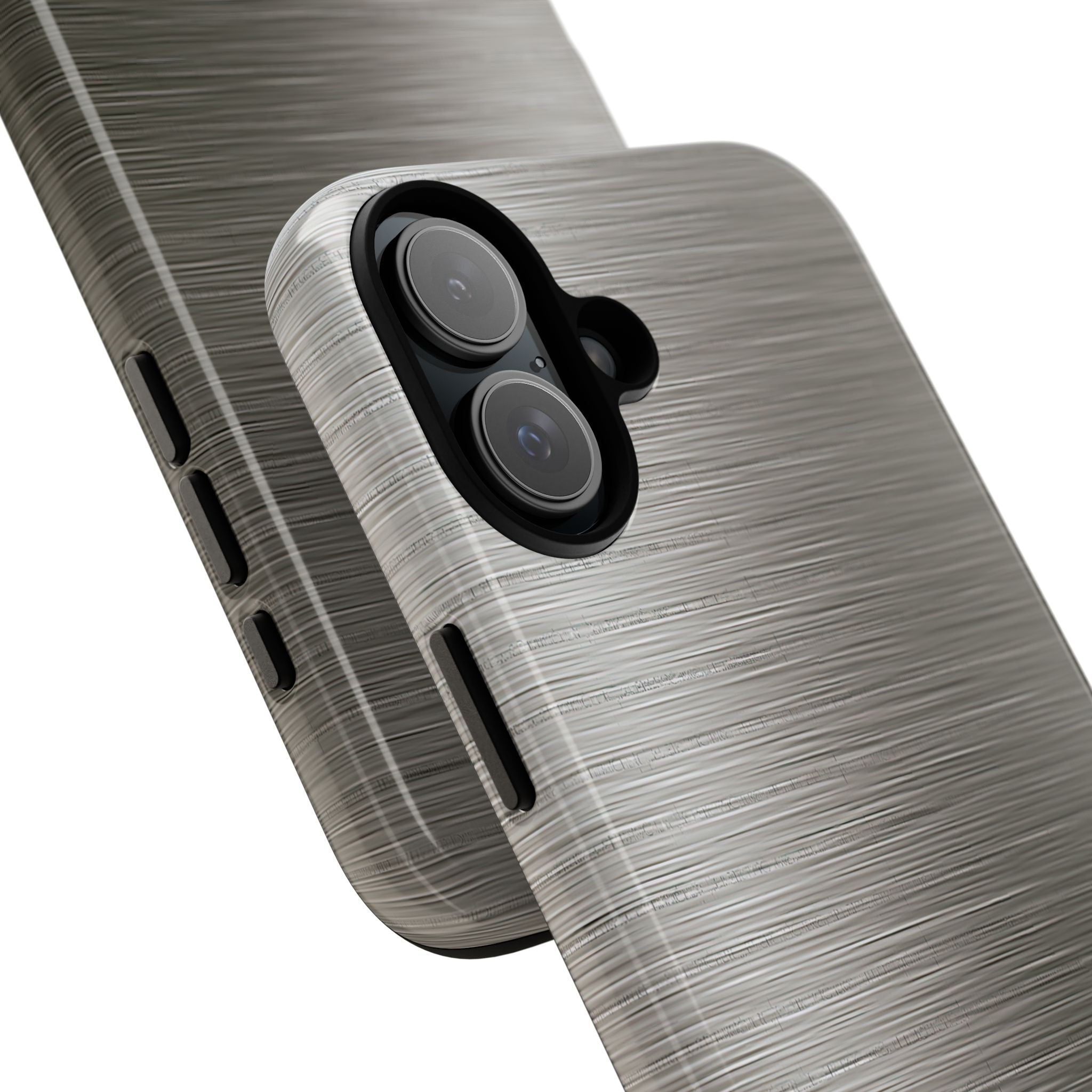 Grey Tough Phone Case for iPhone - Brushed Industrial Steel
