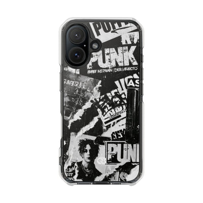 Underground Punk Collage · Clear Impact Magnetic Phone Case for iPhone · Black