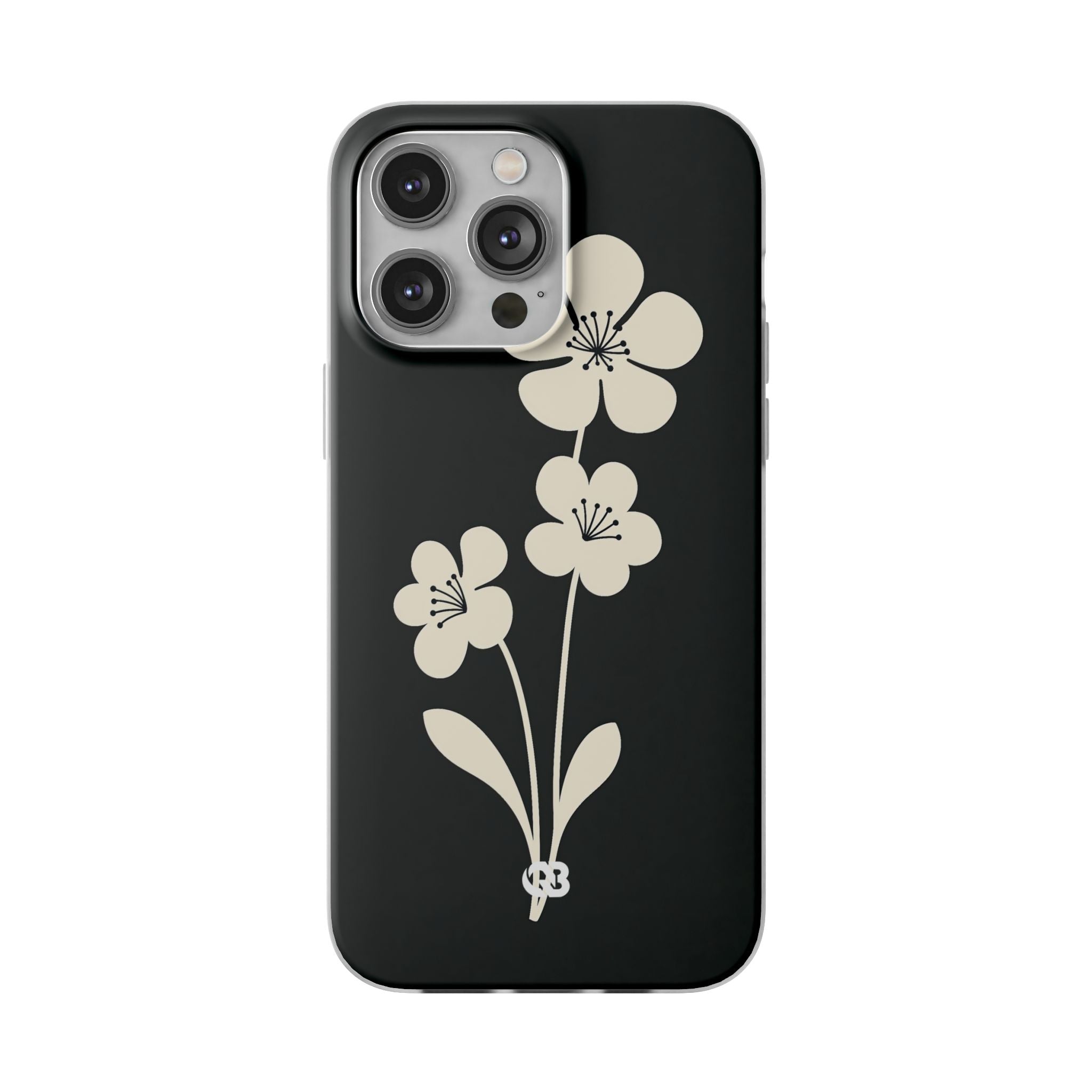 Black Lite Phone Case for iPhone - Obsidian Cream Bloom