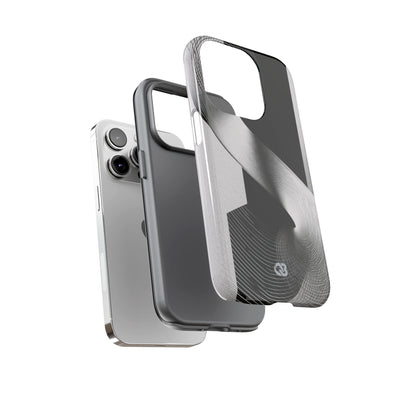 Grey Tough Phone Case for iPhone - Obsidian Moiré Wave