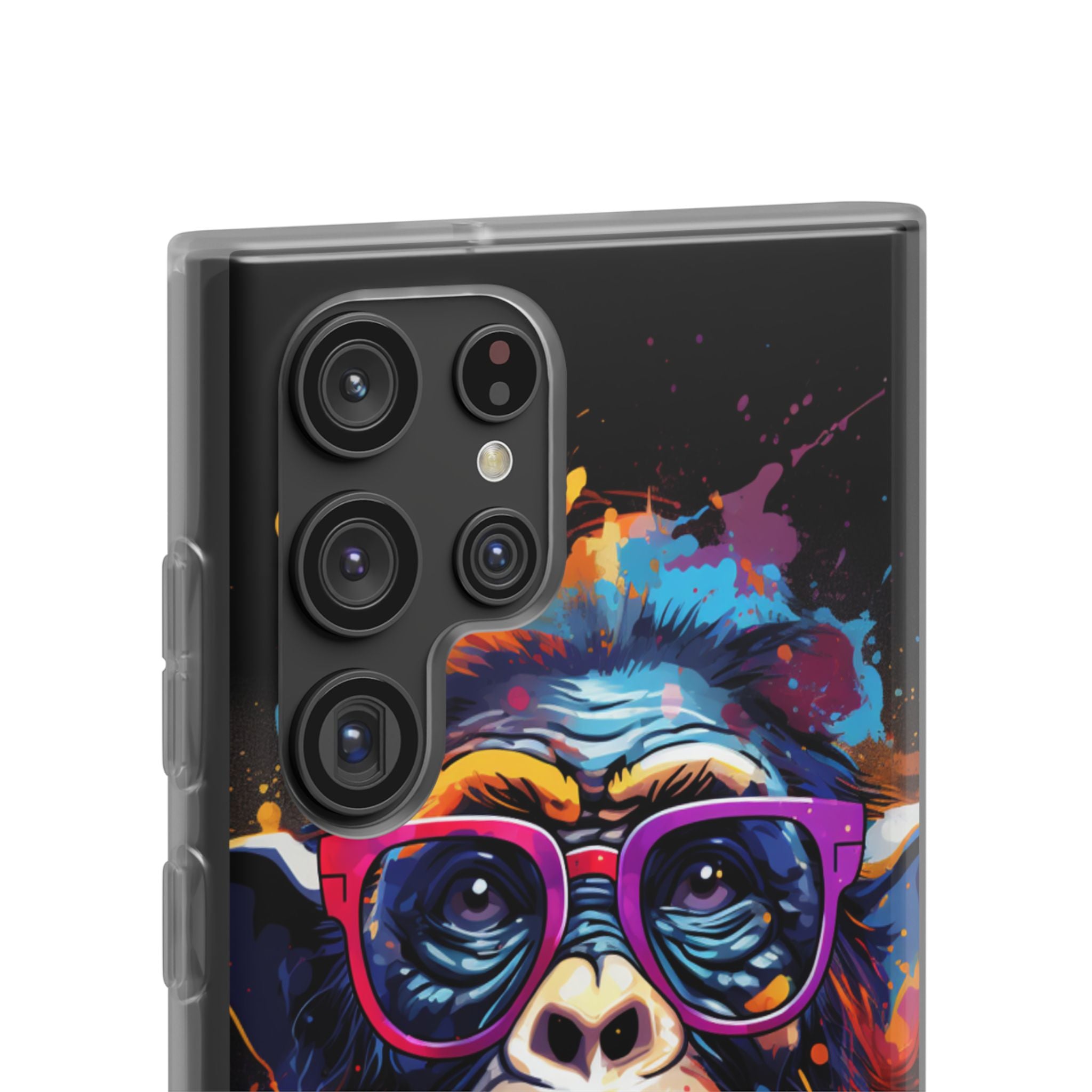 Neon Splatter Primate · Soft Telefoncover til Samsung