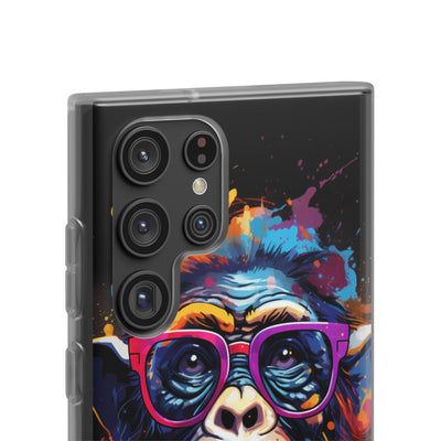 Neon Splatter Primate · Soft Telefoncover til Samsung