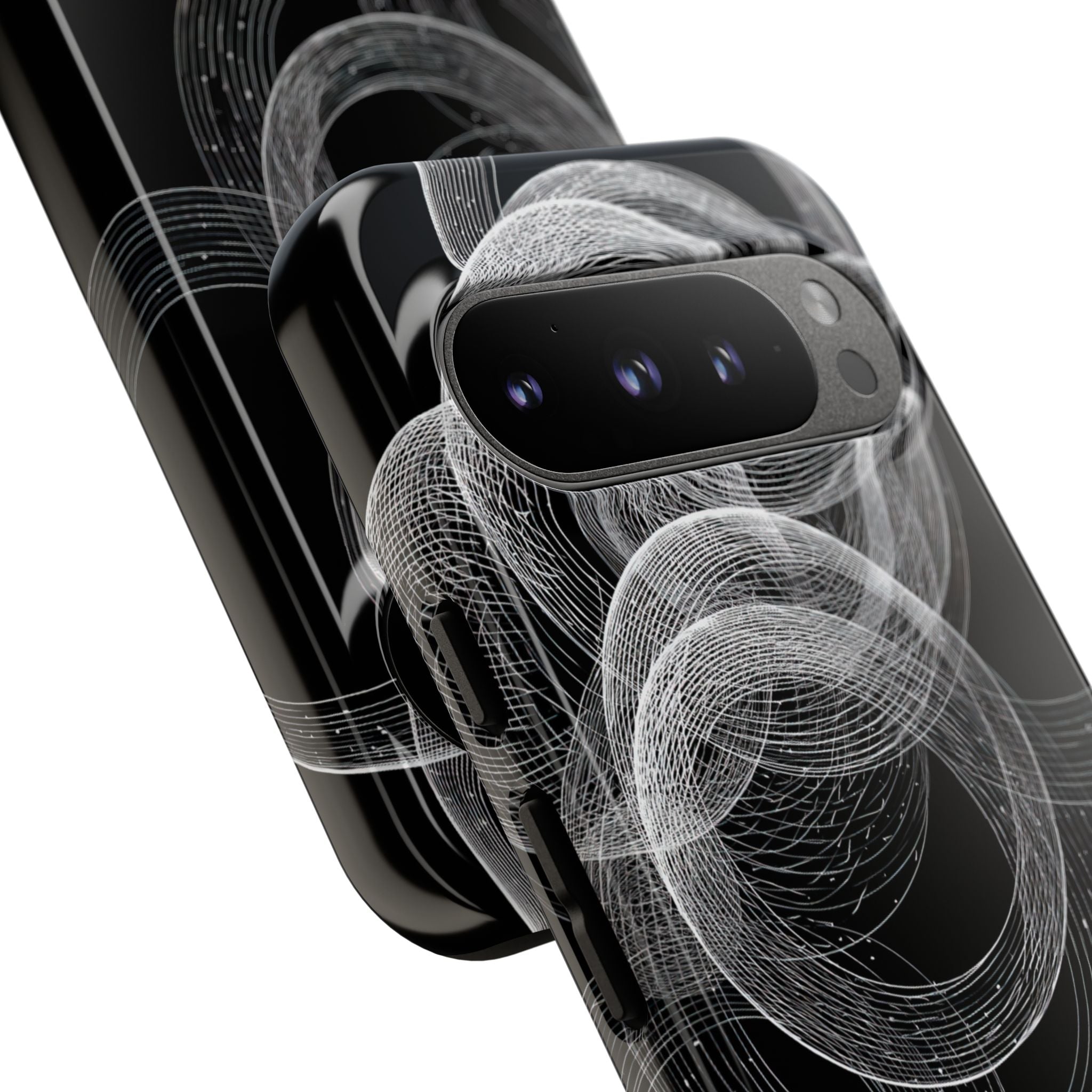 Black Tough Phone Case for Google Pixel - Kinetic Wireframe Orbit