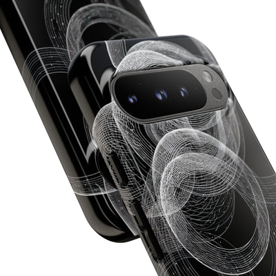 Black Tough Phone Case for Google Pixel - Kinetic Wireframe Orbit