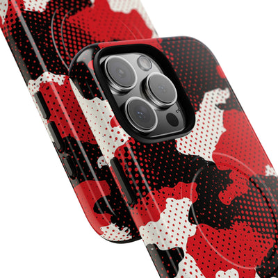 Crimson Halftone Camo · Tough 2.0 Magnetic Phone Case for iPhone · Red