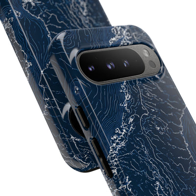 Nordic Contour Chart · Tough Phone Case for Pixel ·  Blue