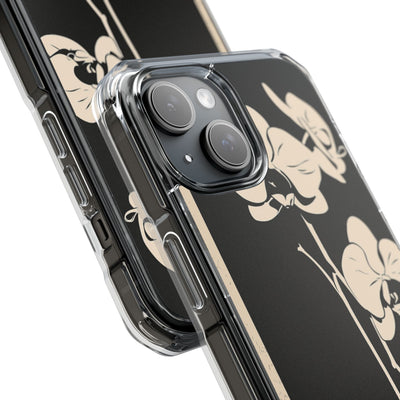 Black Impact MagSafe Phone Case for iPhone - Obsidian Bone Orchid