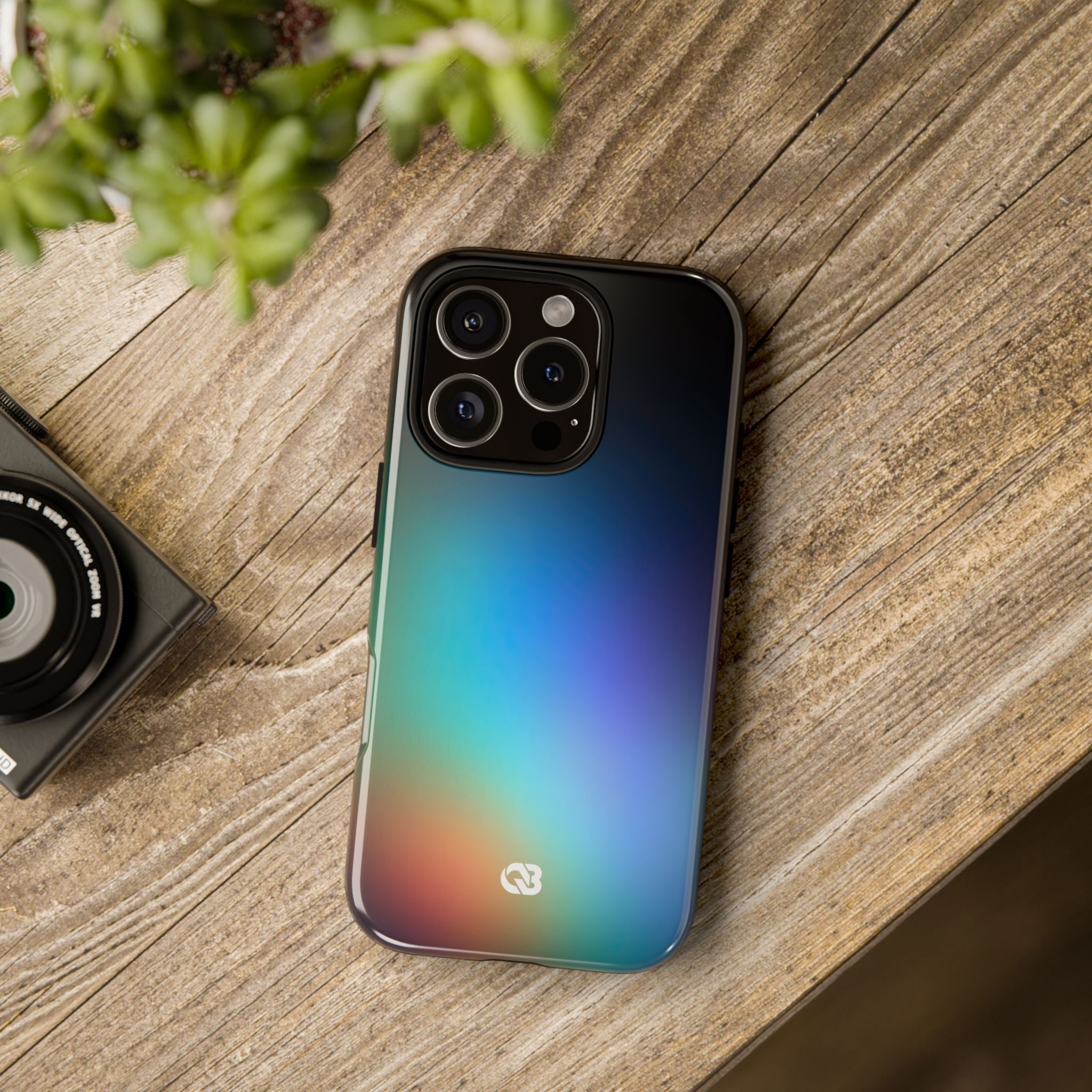 Black Tough Phone Case for iPhone - Electric Prism Grain