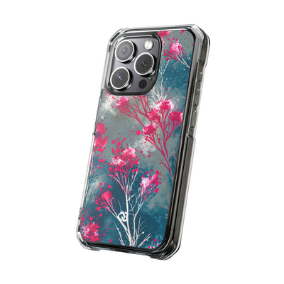 Cyber Blossom · Clear Impact Magnetic Phone Case for iPhone · Teal
