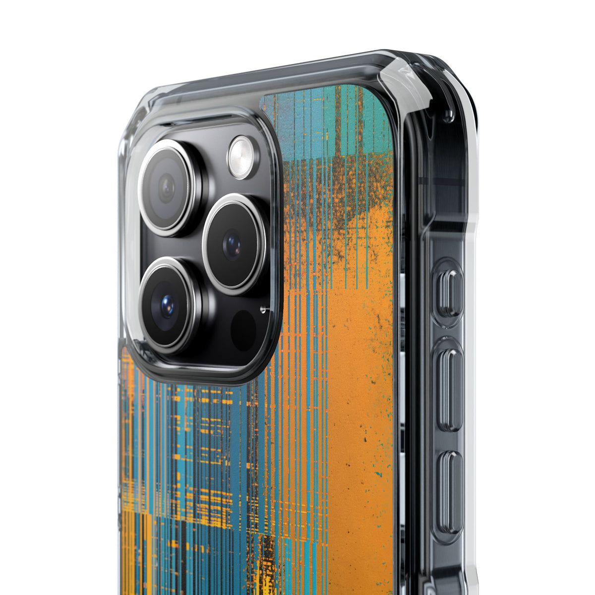 Cyber Glitch Stream · Clear Impact Magnetic Phone Case for iPhone · Teal