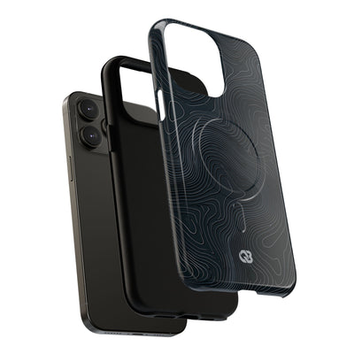 Black Tough 2.0 Magsafe Phone Case for iPhone - Obsidian Ridge Topo