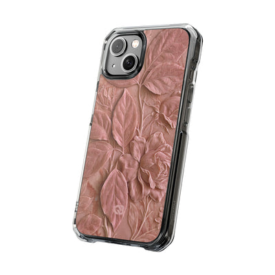 Blush Rose Relief · Clear Impact Magnetic Phone Case for iPhone · Pink
