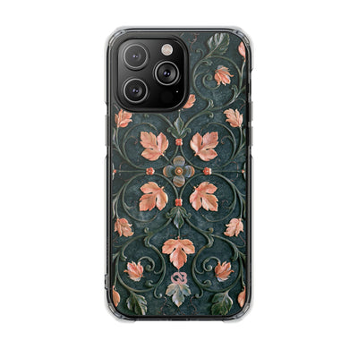 Florentine Rose Arabesque · Clear Impact Magnetic Phone Case for iPhone · Green