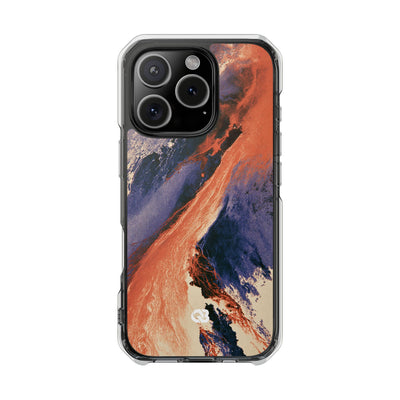 Solar Aura Drift · Clear Impact Magnetic Phone Case for iPhone · Orange
