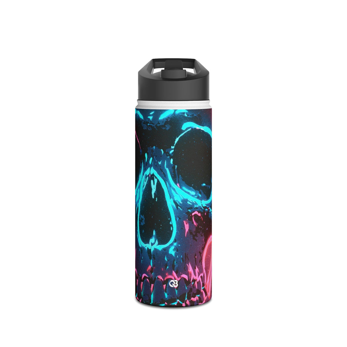 Neon Drip Skull · Insulated Water Bottle · Black
