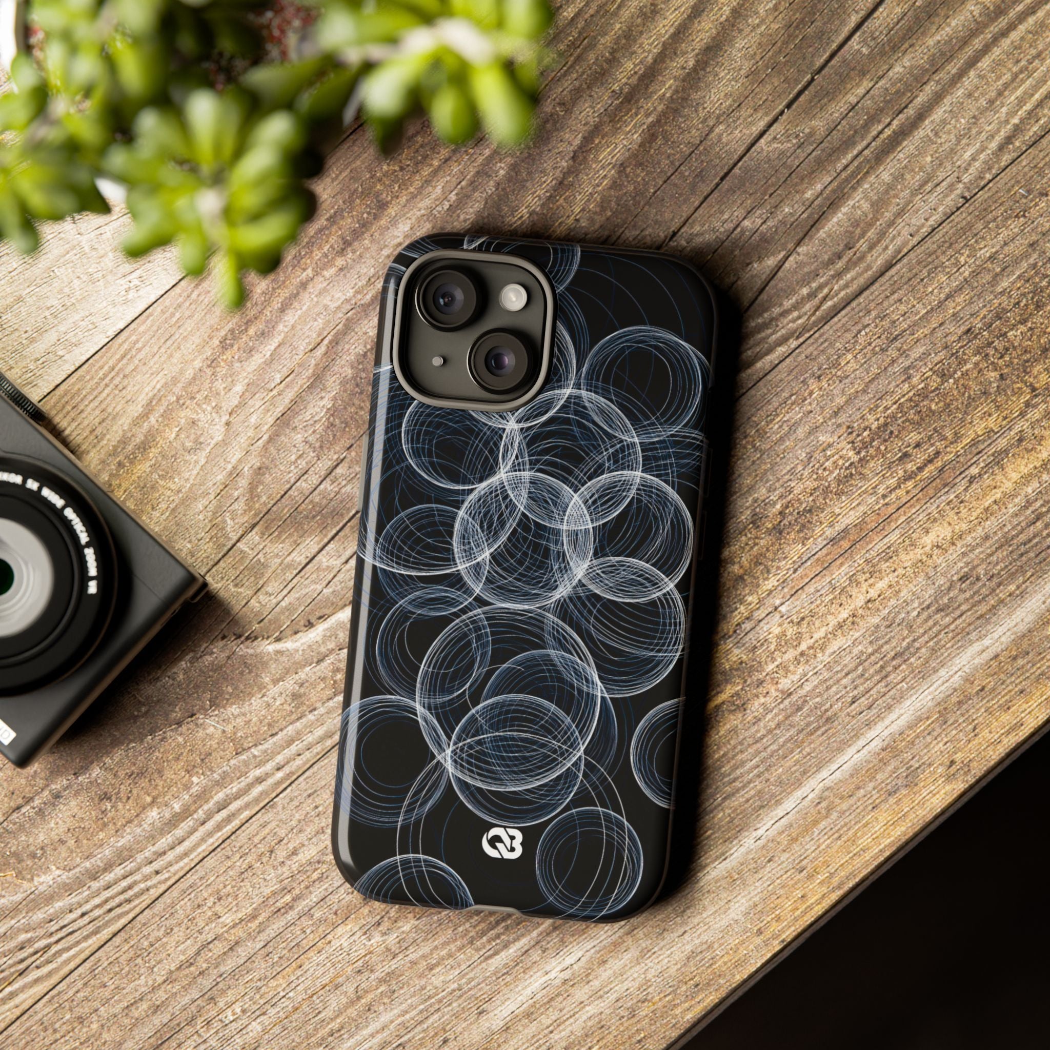 Black Tough Phone Case for iPhone - Frosted Ring Matrix