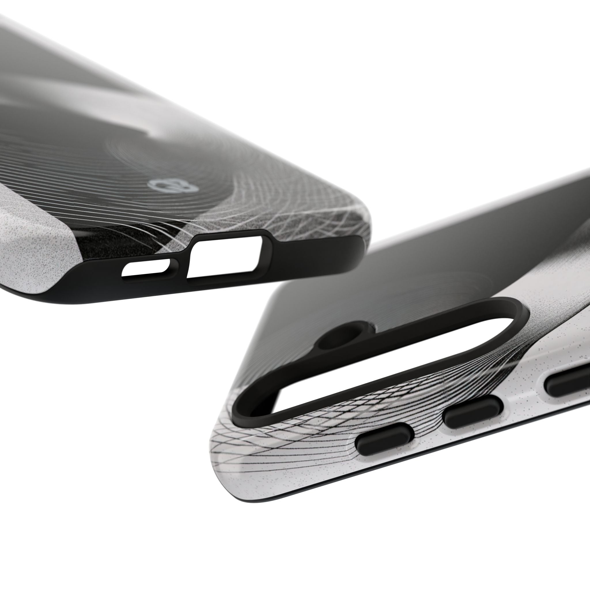 Grey Tough Phone Case for Samsung - Obsidian Moiré Wave